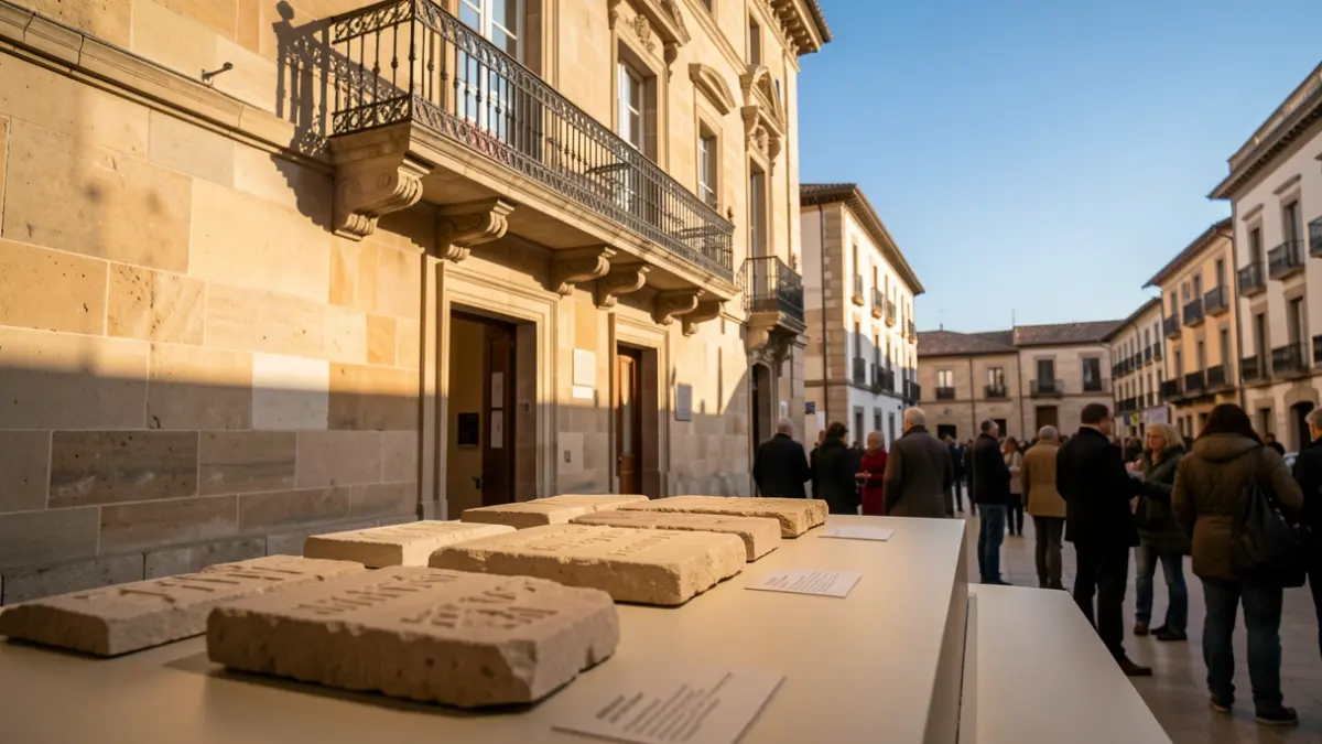 Detalle de piedras antiguas expuestas en un museo de Manresa.