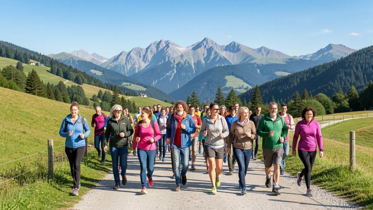 Participants in a solidarity run for cancer awareness in Ribes de Freser.