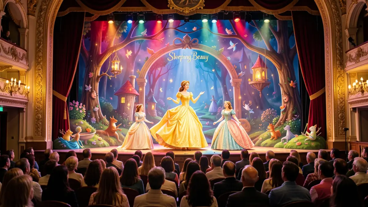 Escenari fantàstic i colorit d'un musical infantil basat en La Bella Dorment.