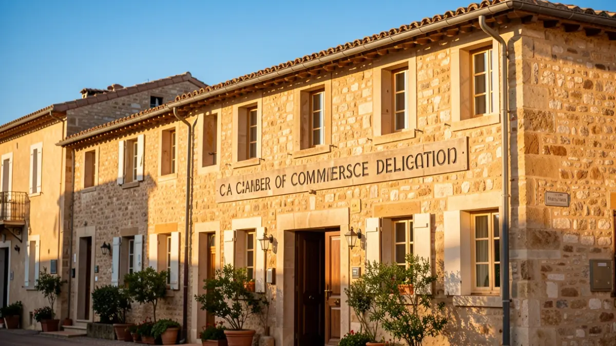 Fachada de Ca Cosme a Alcover amb el nou logotip de la Cambra de Comerç.