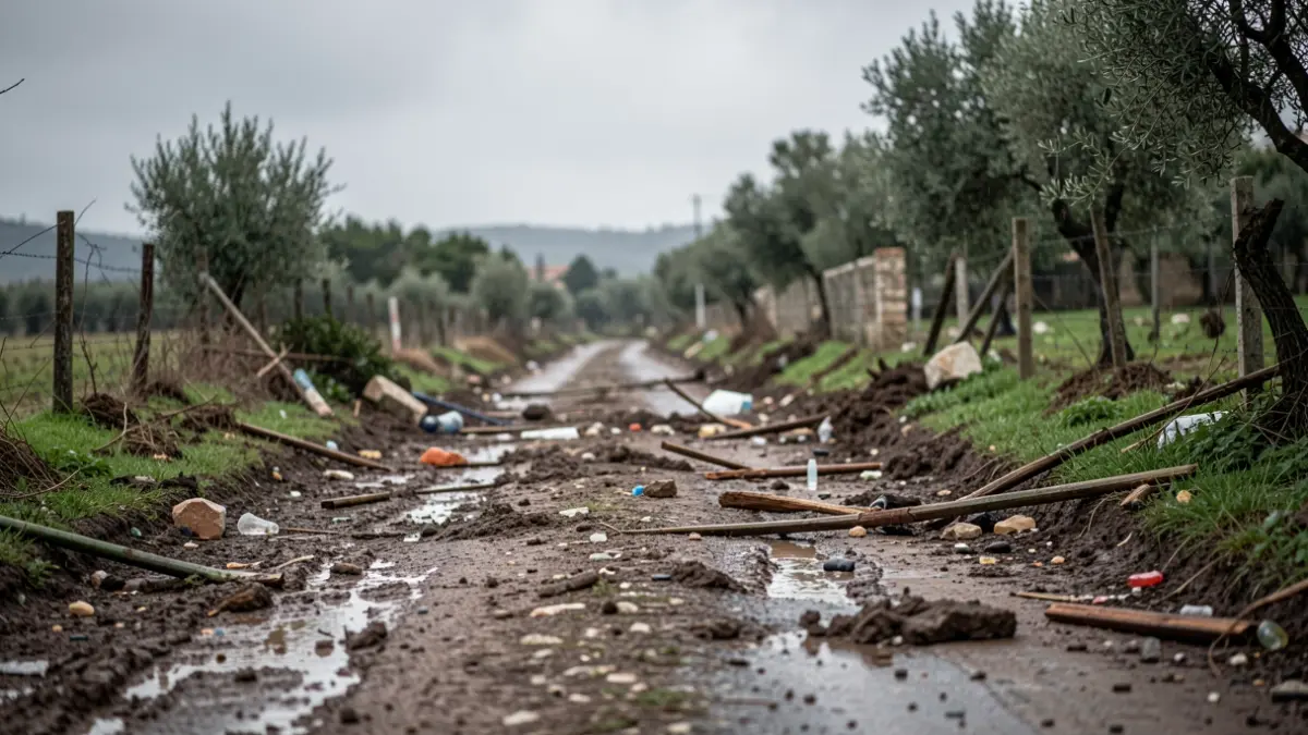 Camí afectat per un temporal a Sant Cebrià de Vallalta.