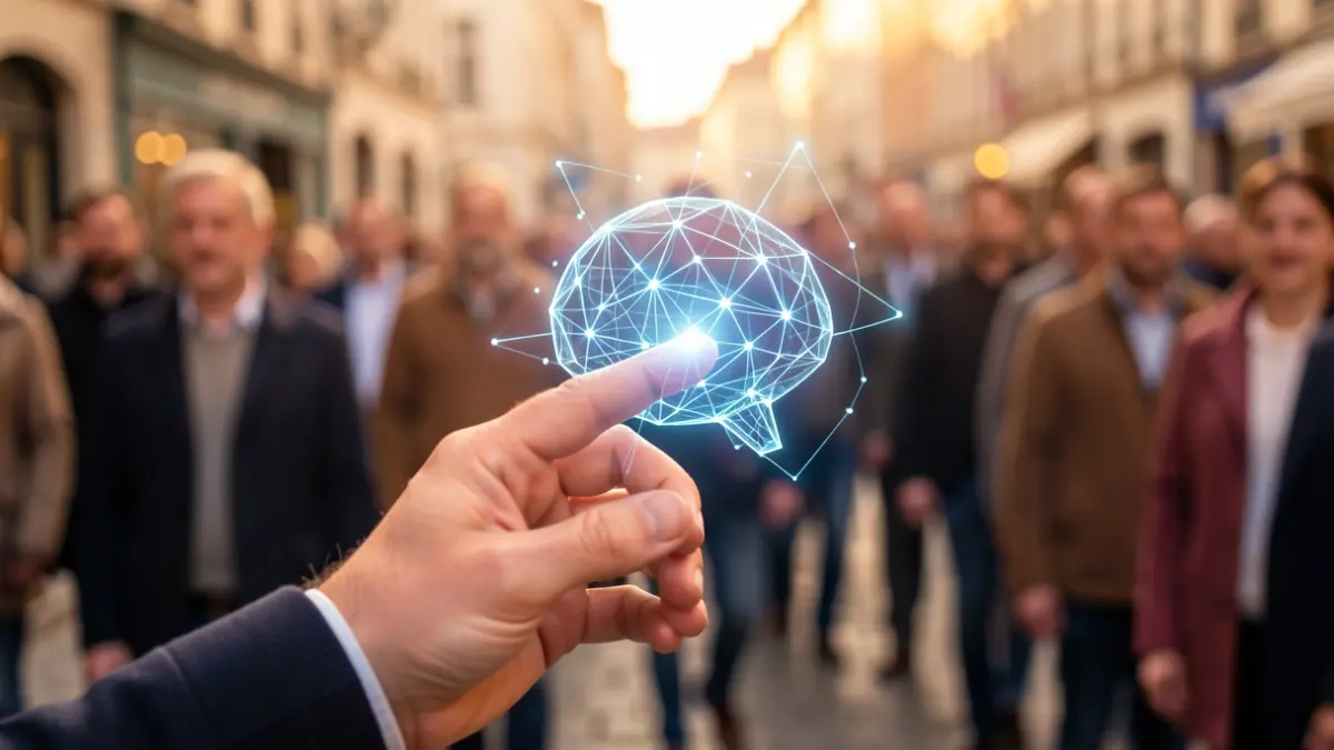 Imatge genèrica d'una mà humana interactuant amb una representació abstracta de la intel·ligència artificial.
