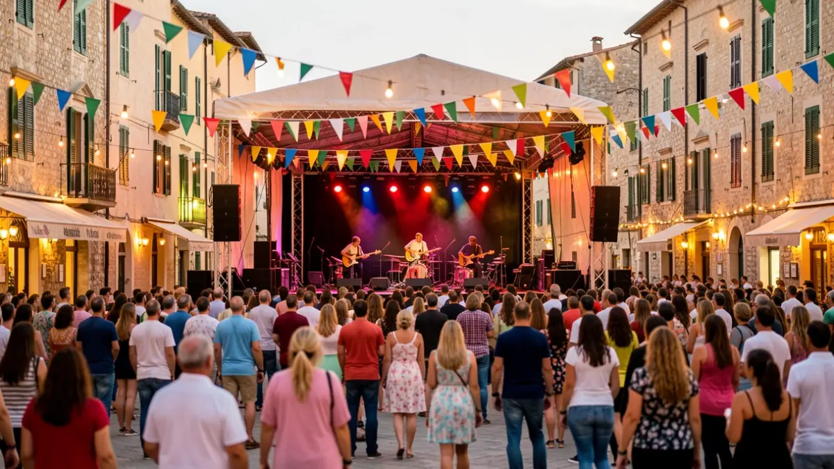 Outdoor concert stage during the Autumn Festival in Sant Feliu de Llobregat.