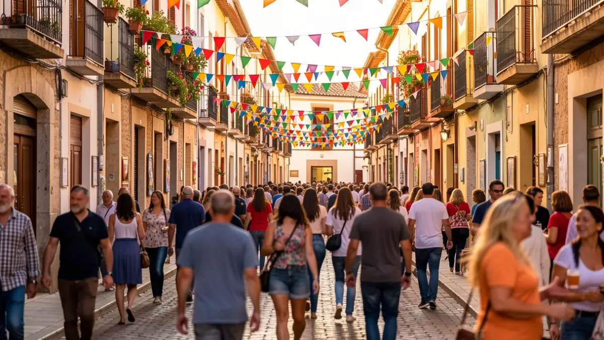 Imatge genèrica d'una festa de barri a Catalunya amb decoracions i gent.