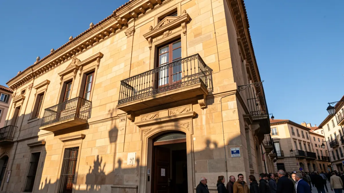 Facade of the La Granada Town Hall with a balcony and blue sky.