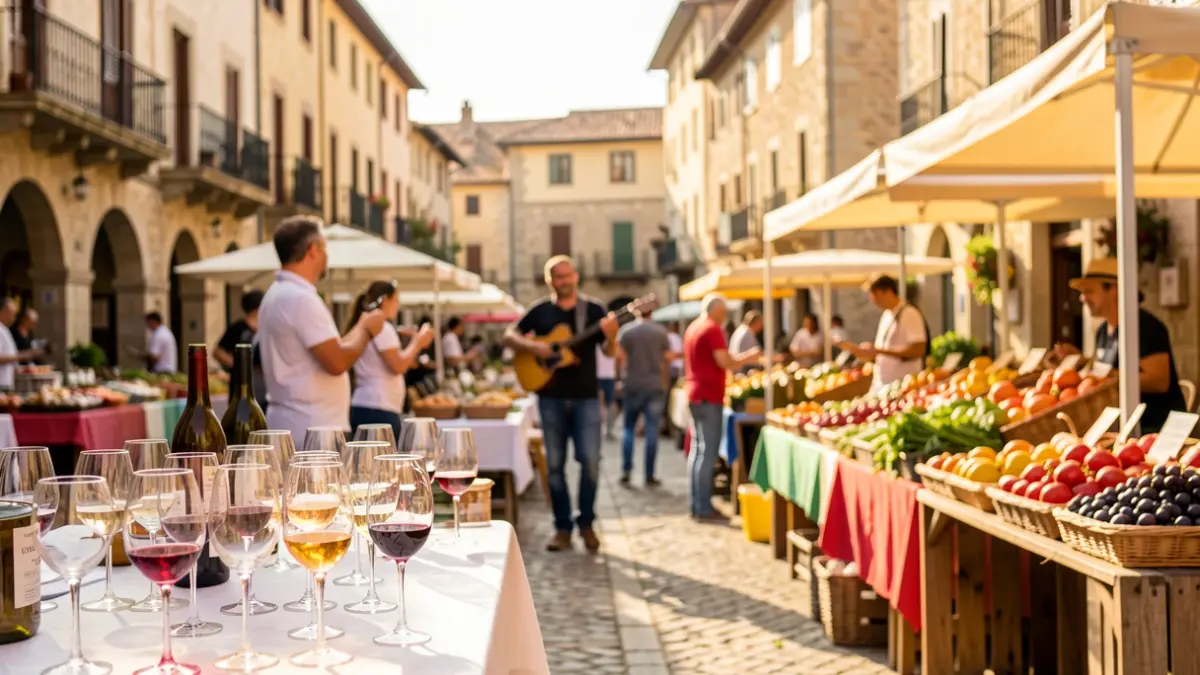 Ambiente festivo en la Muestra de Vinos de Altura de La Llacuna con productos locales.