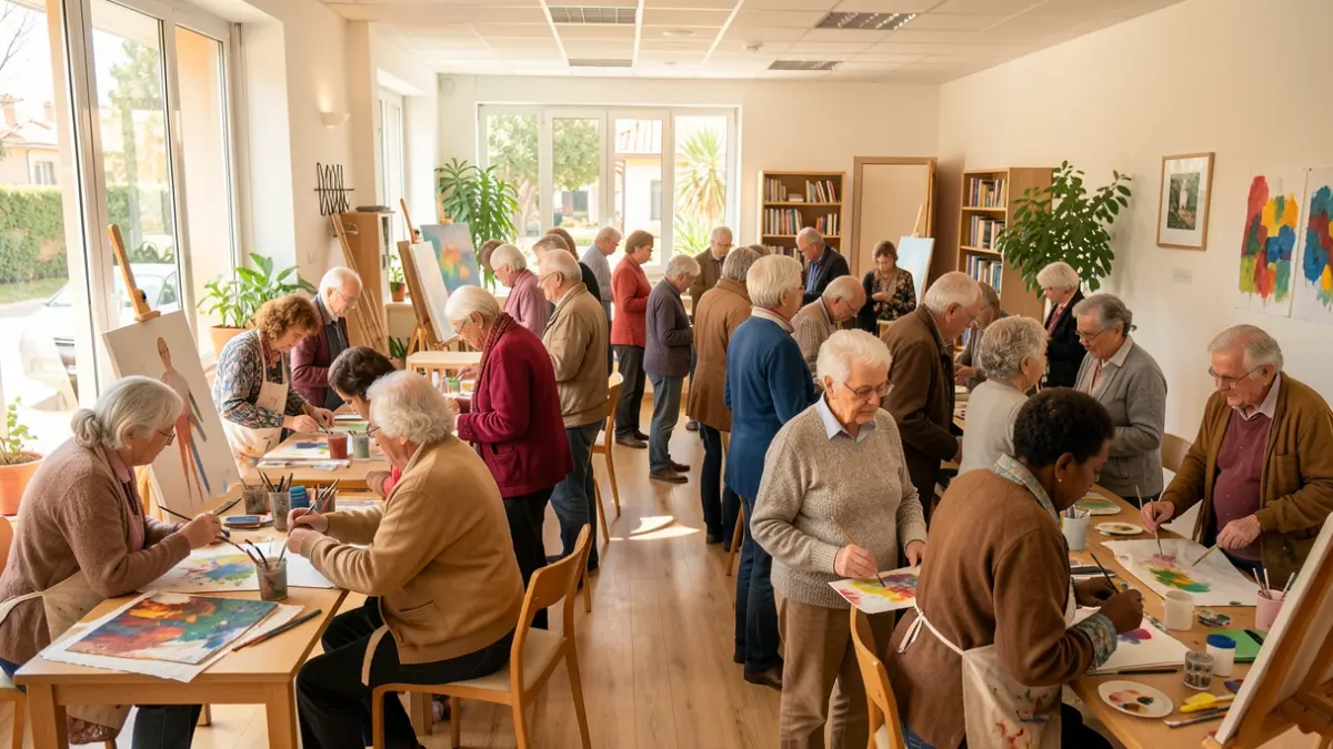 Persones grans participant en activitats en un centre comunitari.