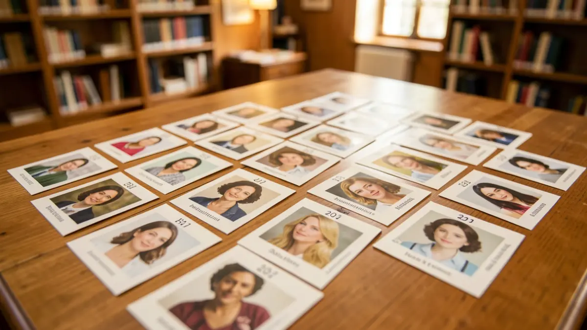 Image of 24 numbered bookmarks featuring portraits of honored women.