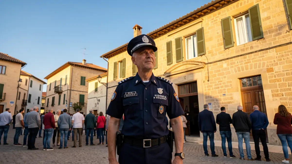 Mossos d'Esquadra officer in front of the Roda de Berà Town Hall.