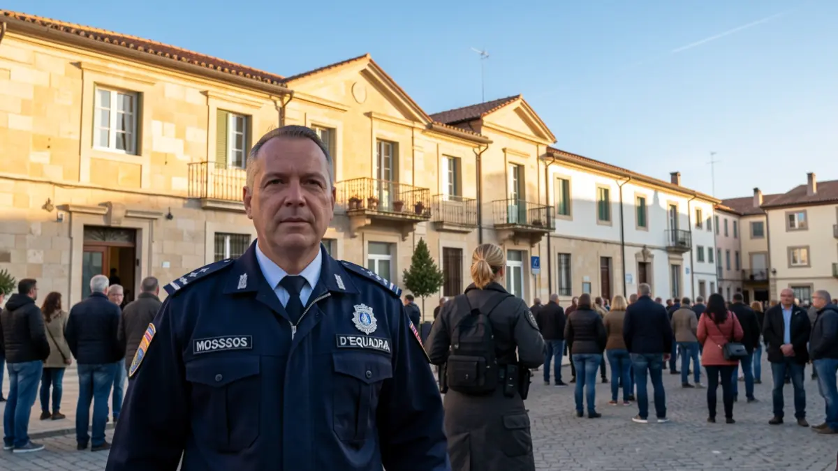 Agent de la Policia Local de Roses davant l'Ajuntament.