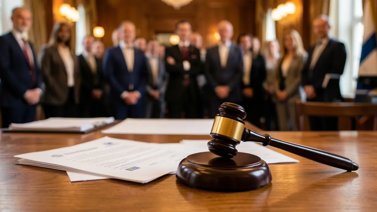 Generic image of a gavel and official documents on a wooden desk.