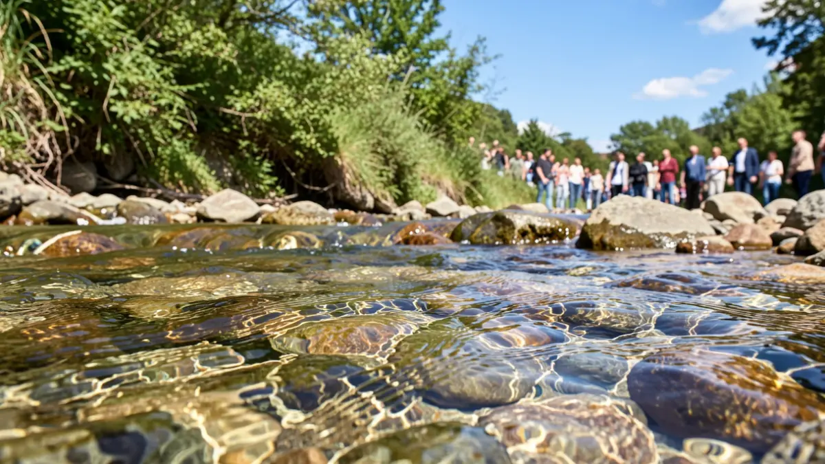 Generic image of a stream with clear water and vegetation.