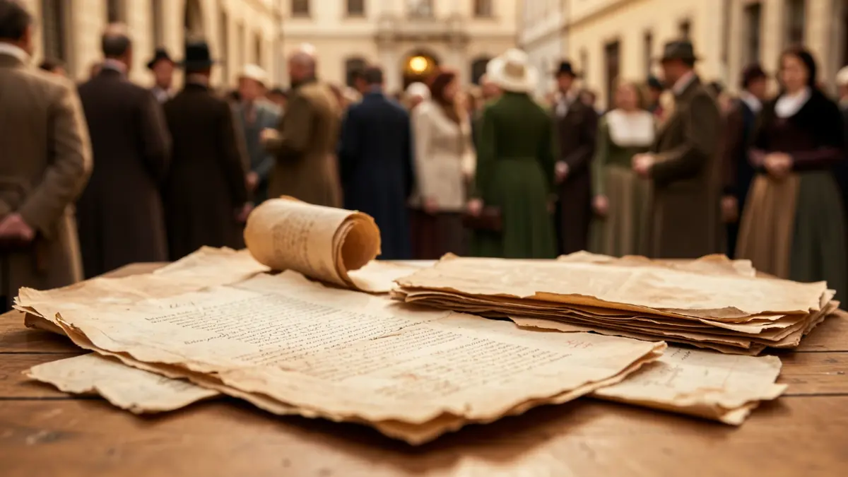 Generic image of old, brittle historical documents with faded ink.