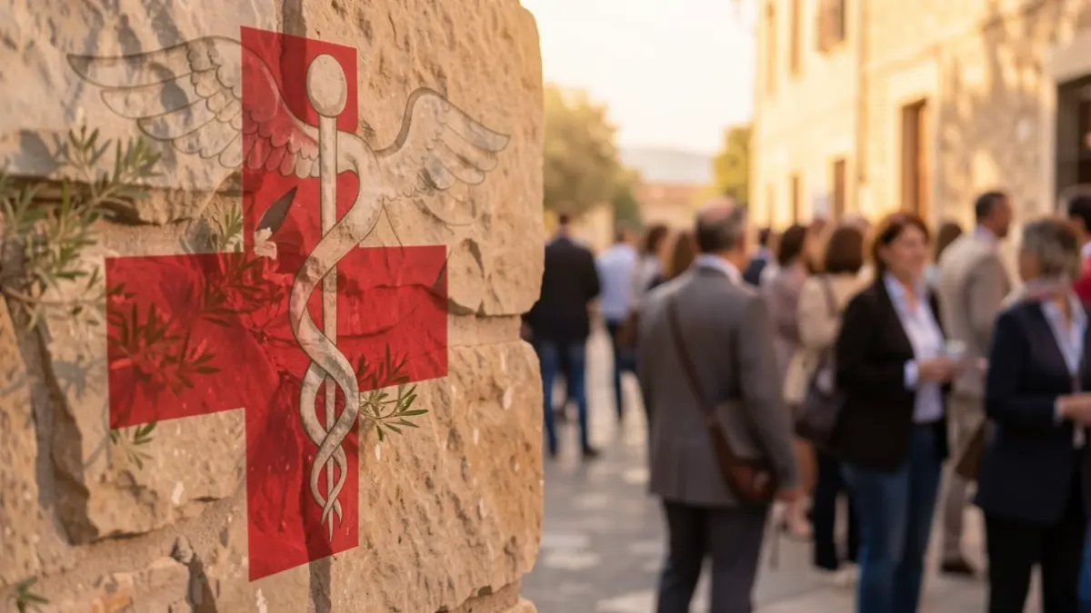Imatge genèrica d'un símbol de salut integrat amb elements del paisatge català.