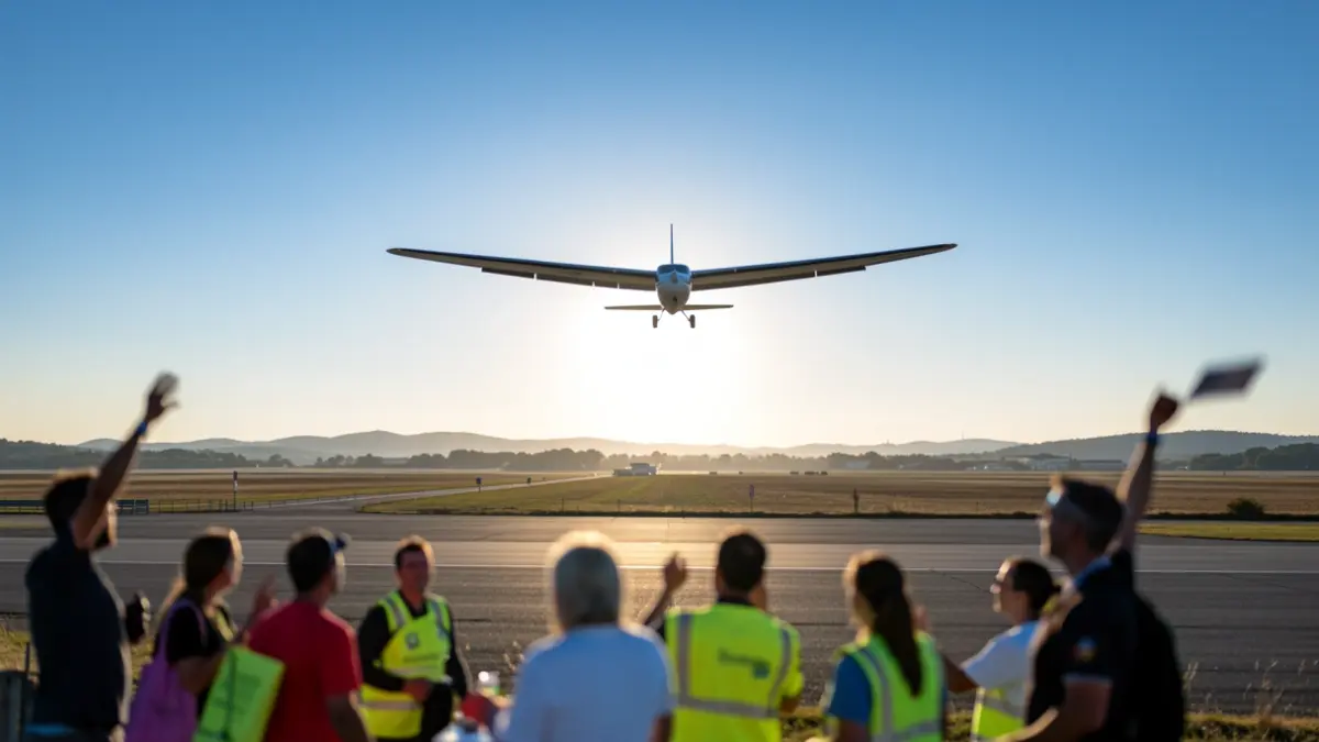 Gliders taking off at the Igualada-Òdena airfield during the Adapted Aviation Day.