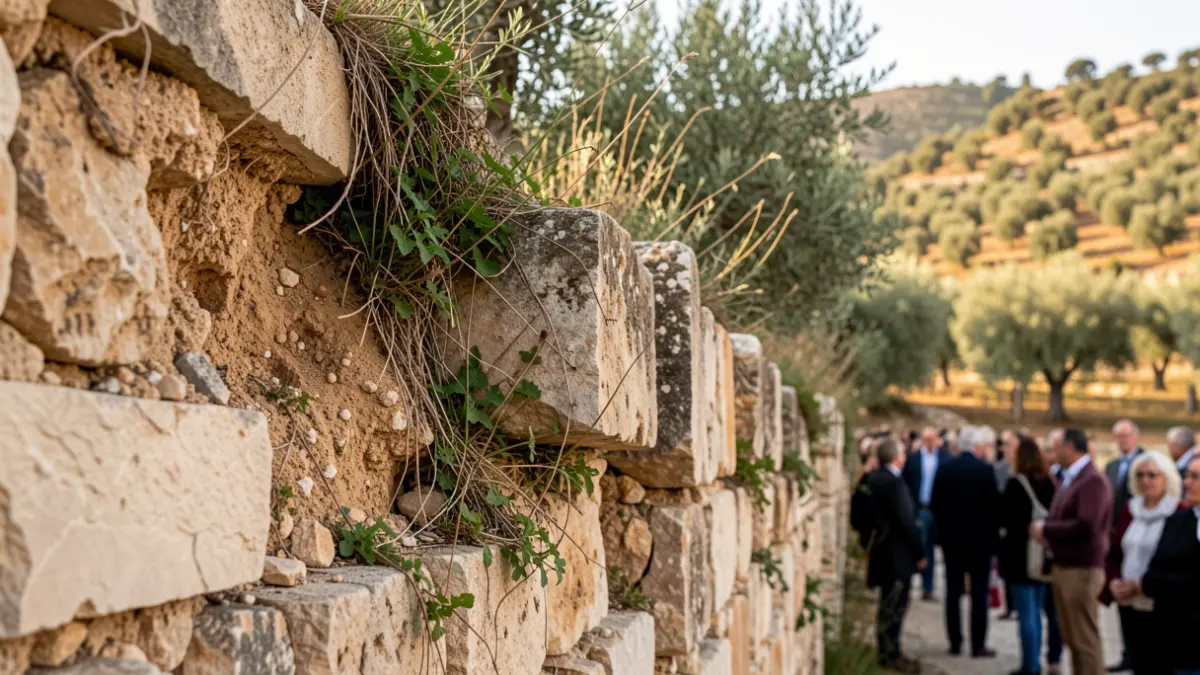Generic image of a damaged stone wall with vegetation around it.