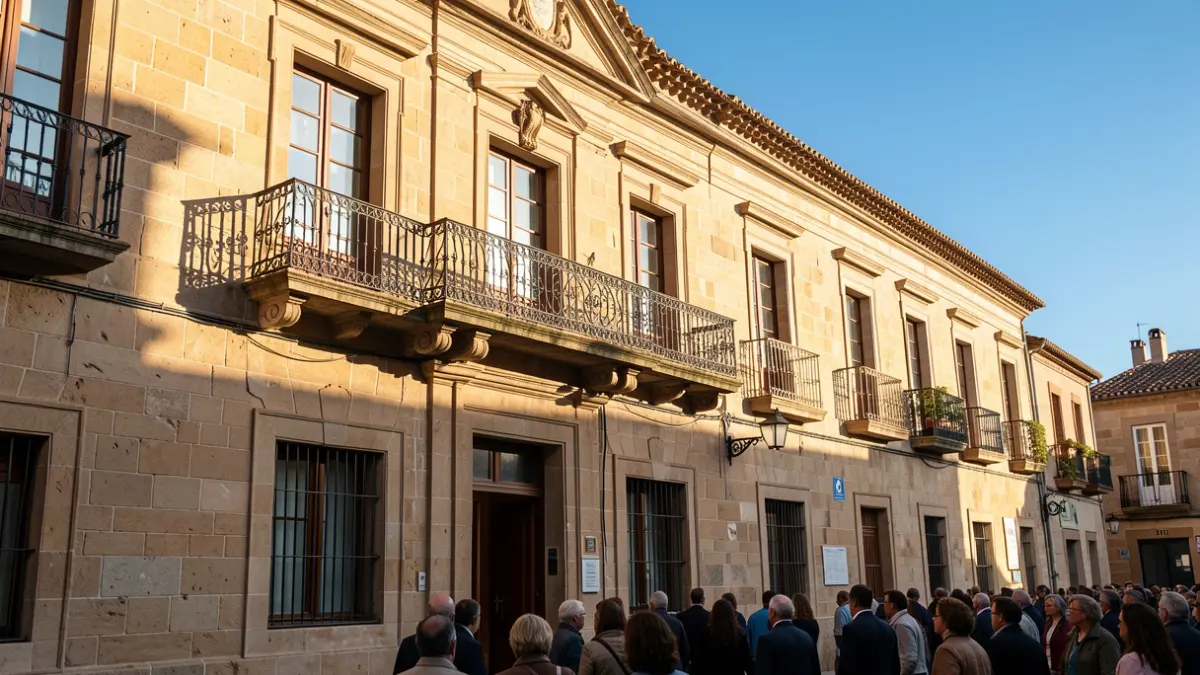 Façana de l'Ajuntament de Tiana amb balcó i cel blau.