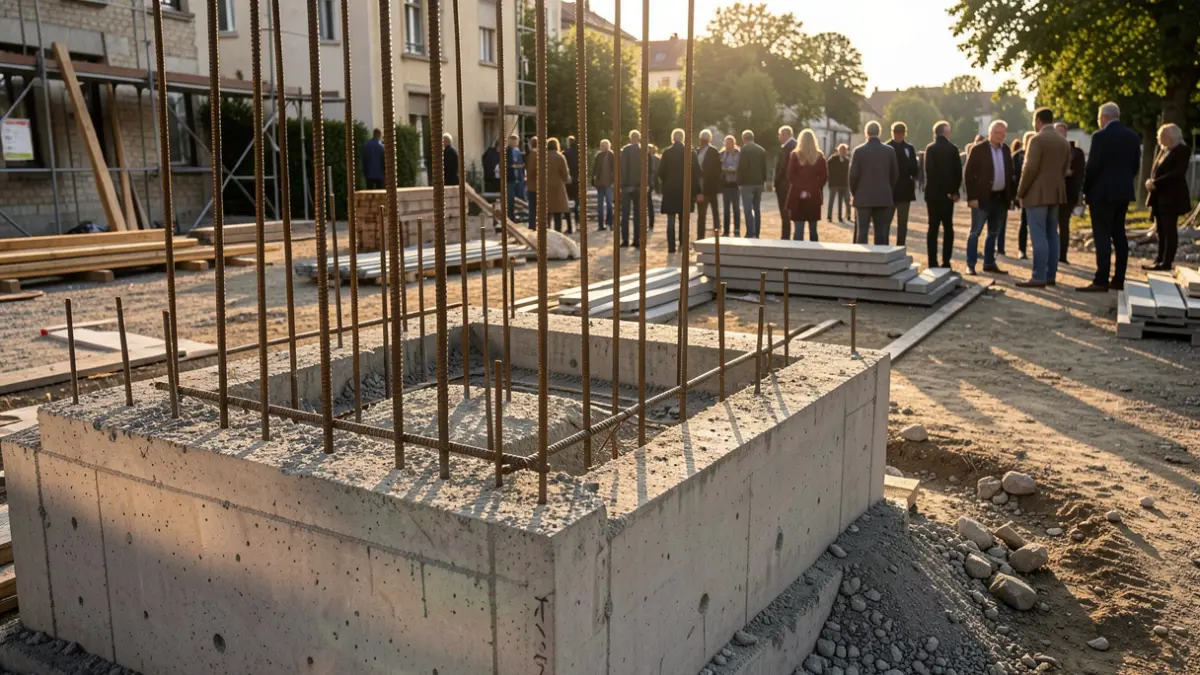 Imatge genèrica d'una obra amb materials de construcció i llum de tarda.