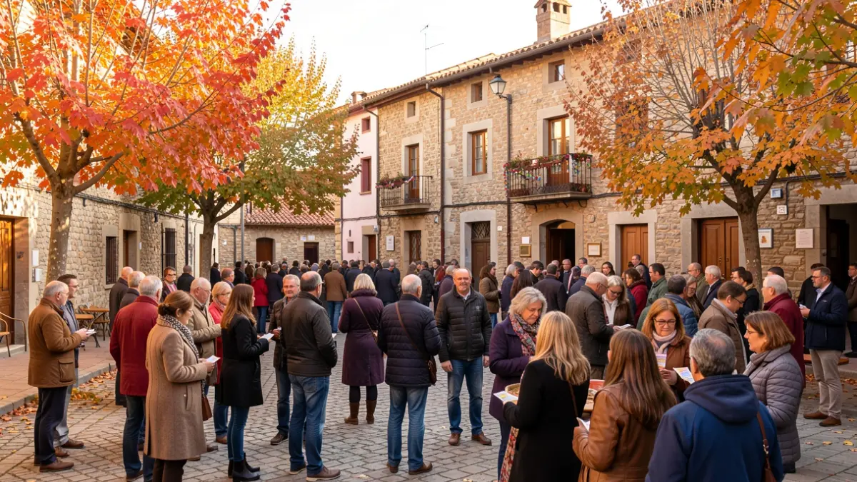 Vista de la plaza de Camprodon durante el Aplec del Remei en otoño.