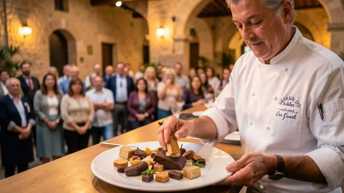 Demostración gastronómica en el Aula del Gust durante la Feria del Turrón y el Chocolate a la Piedra de Agramunt.