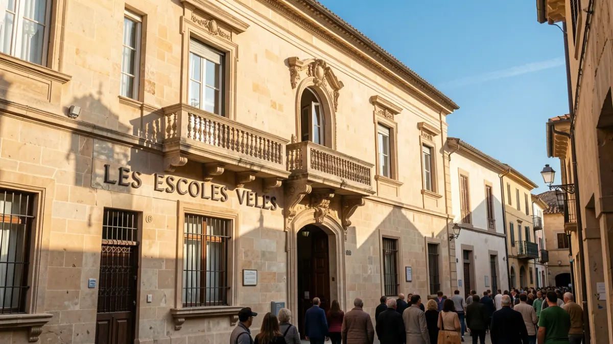 Facade of Les Escoles Velles Cultural Center in Begur.