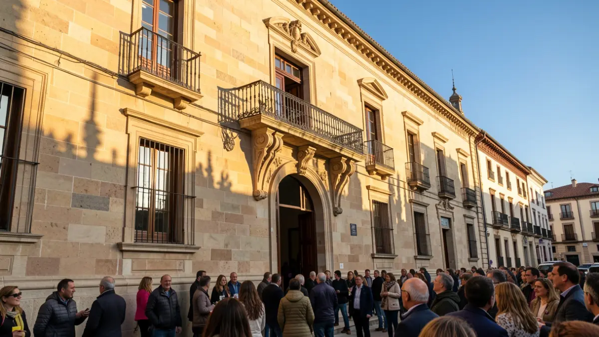 Facade of the Les Fonts Town Hall during the local festival.