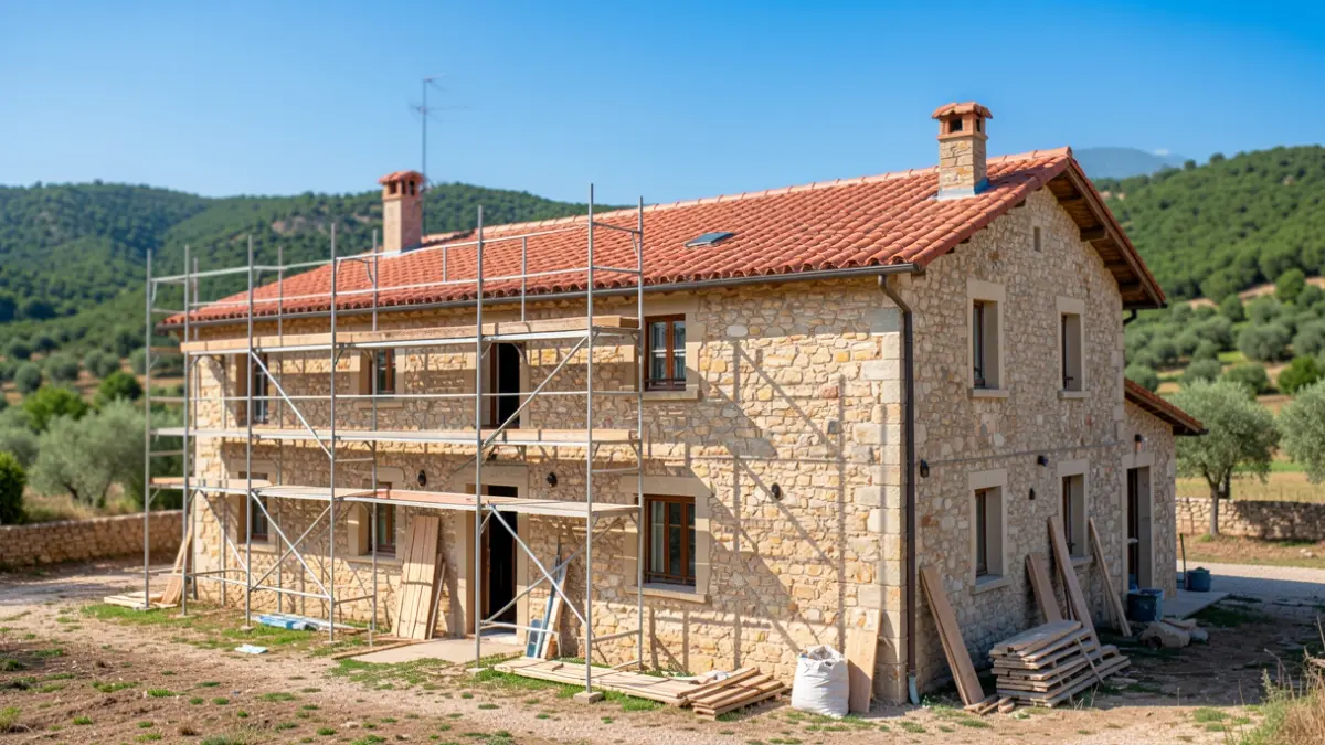 Edifici municipal El Vinyet a Olivella durant les obres de rehabilitació.