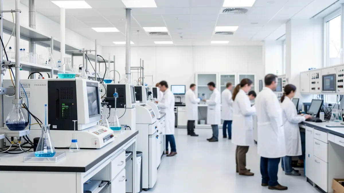 Laboratorio de investigación con equipamiento científico avanzado.