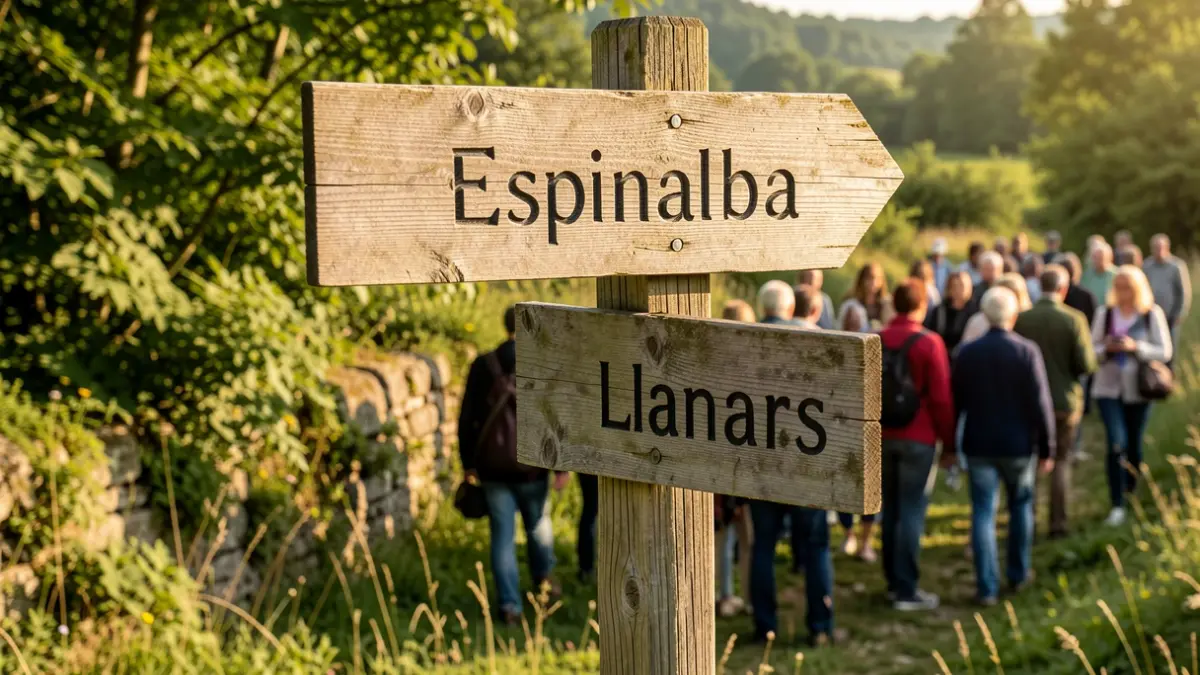 Senyal indicatiu del paratge d'Espinalba al municipi de Llanars.