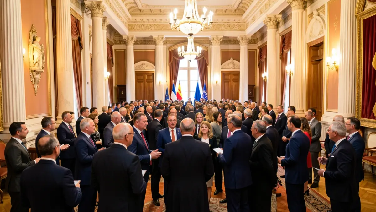Generic image of an institutional reception with consuls and diplomatic representatives in Lleida.