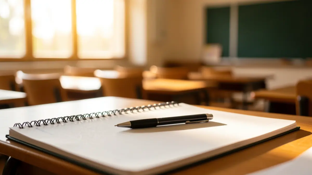 Generic image of a school notebook with a pen, symbolizing education.