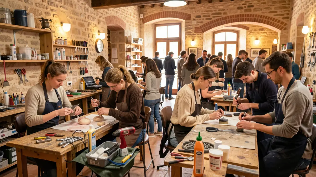 Generic image of young people learning various trades in a practical training environment.