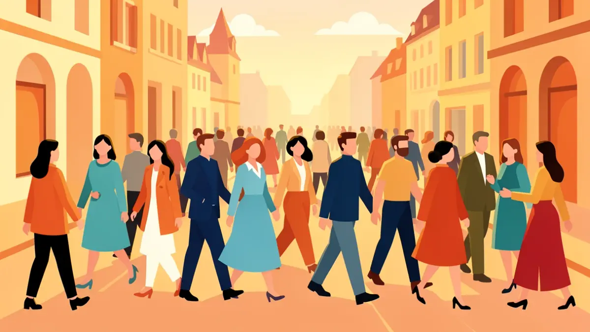 Generic image of a geometric and minimalist illustration with stylized figures.