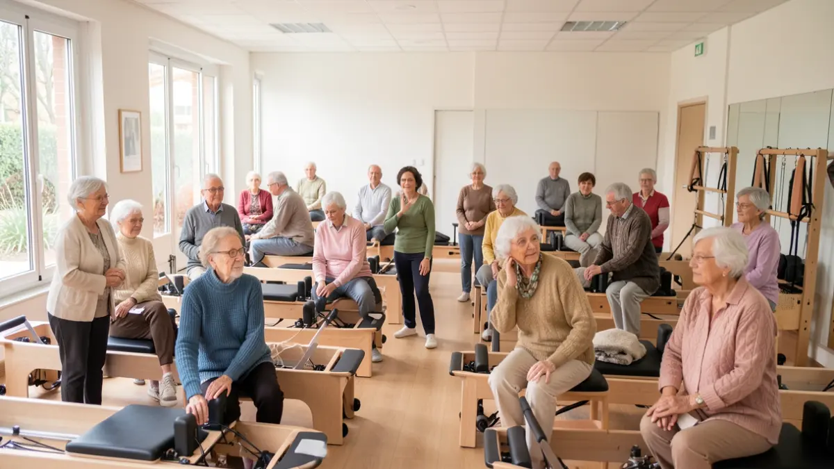 Generic image of a group of elderly people participating in a wellness activity.