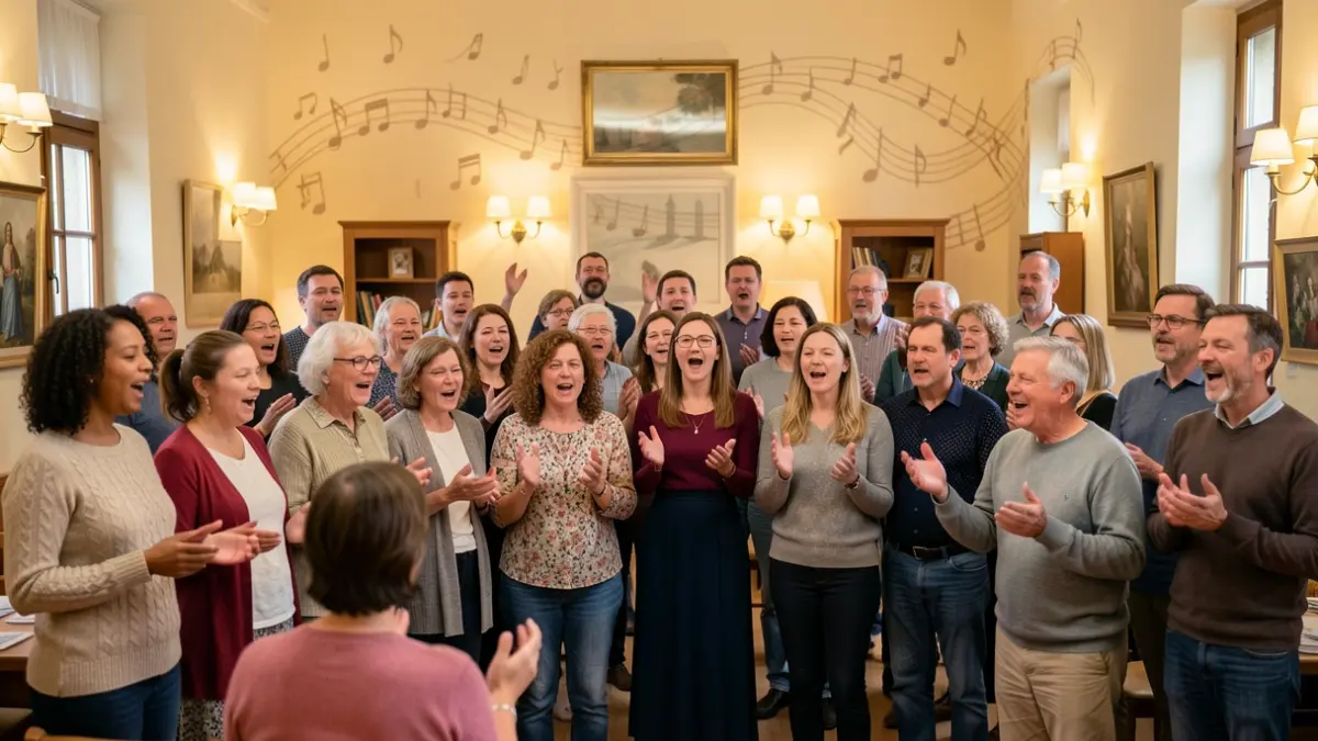 Generic image of people singing in a community space.