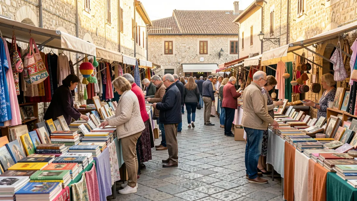 Mercat de segona mà solidari a Cànoves i Samalús amb paradetes i visitants.