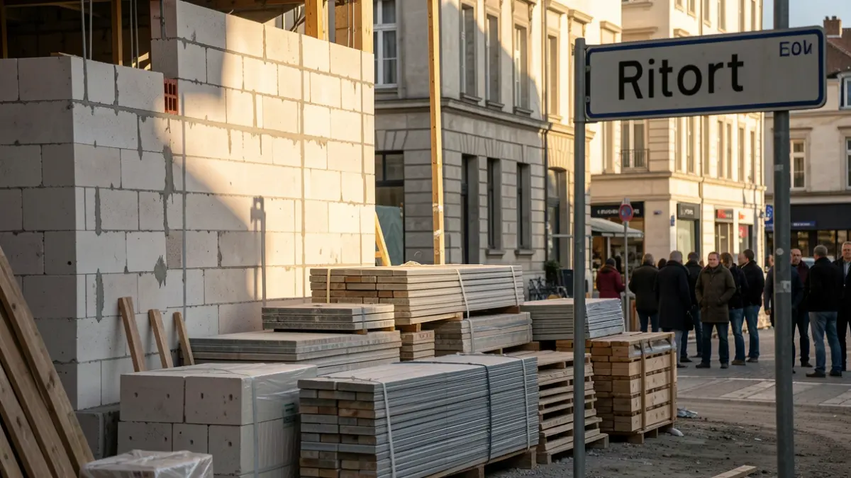 Imatge genèrica de materials de construcció i murs parcialment aixecats en un solar.