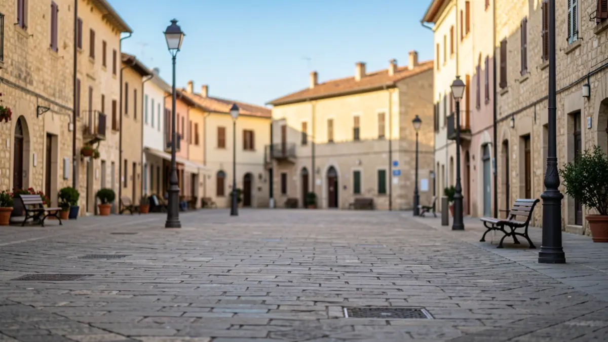 Plaça Major de Molló renovada per als vianants amb nou mobiliari urbà.