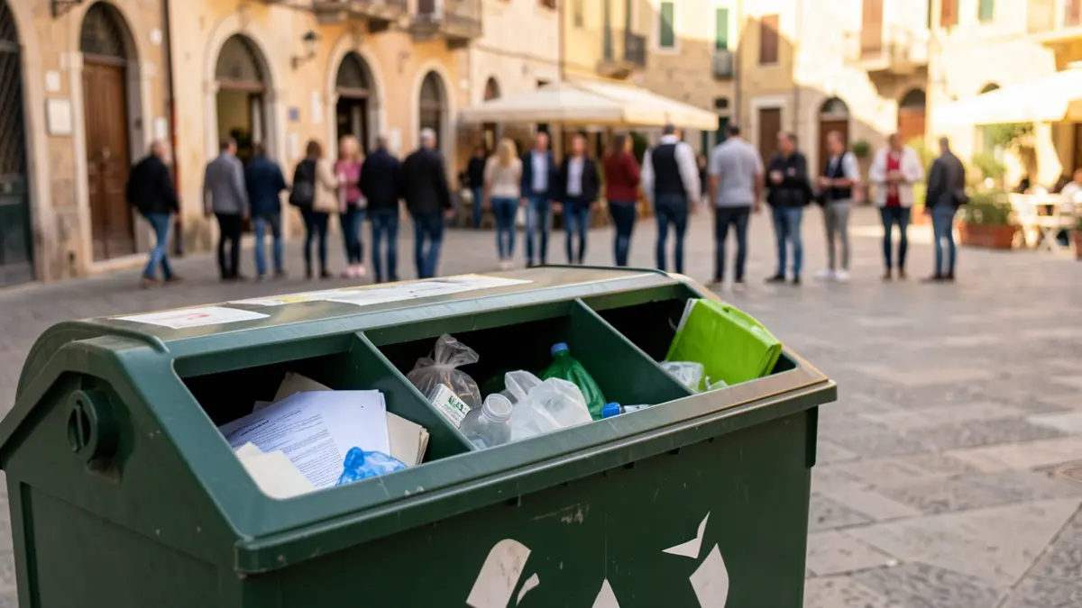Contenidors de reciclatge amb diferents fraccions a Monistrol de Montserrat.