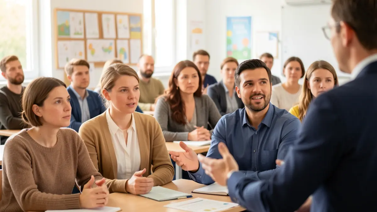 Generic image of monitors participating in a language training session.