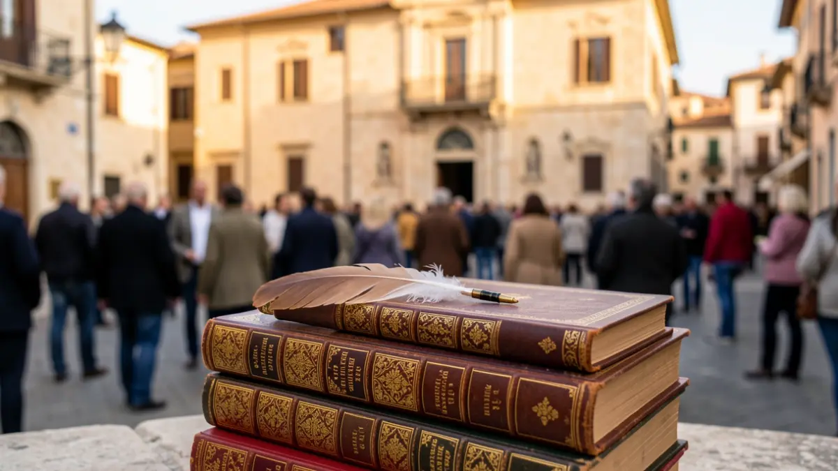 Imatge genèrica de llibres i una ploma sobre un fons d'ajuntament.