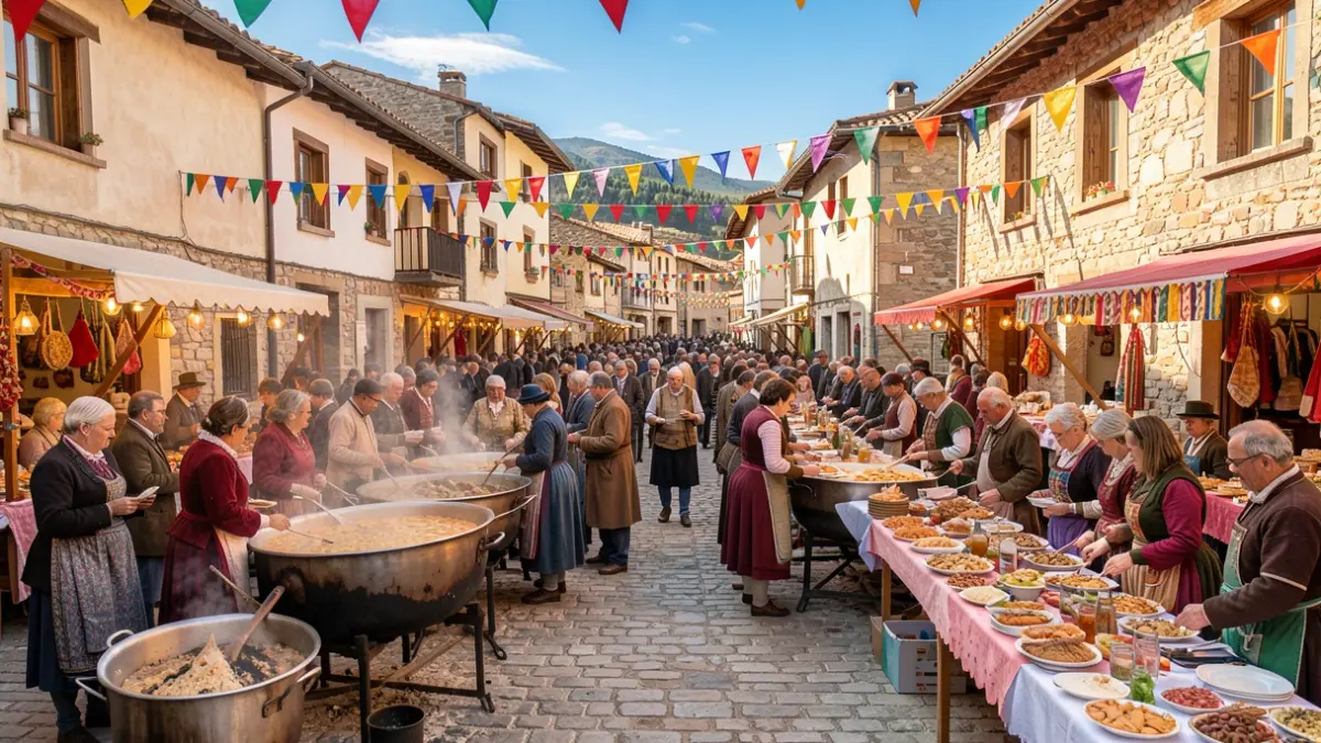 Participantes en un encuentro gastronómico tradicional en Rialp.