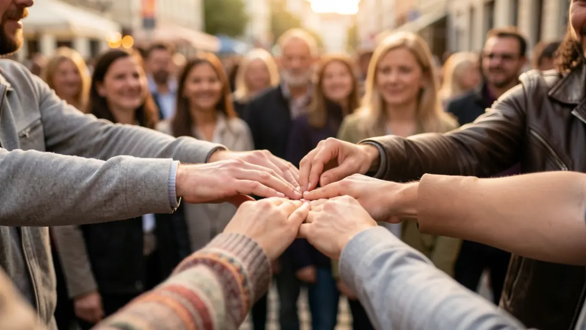 Generic image of diverse hands participating in a vote or selection.