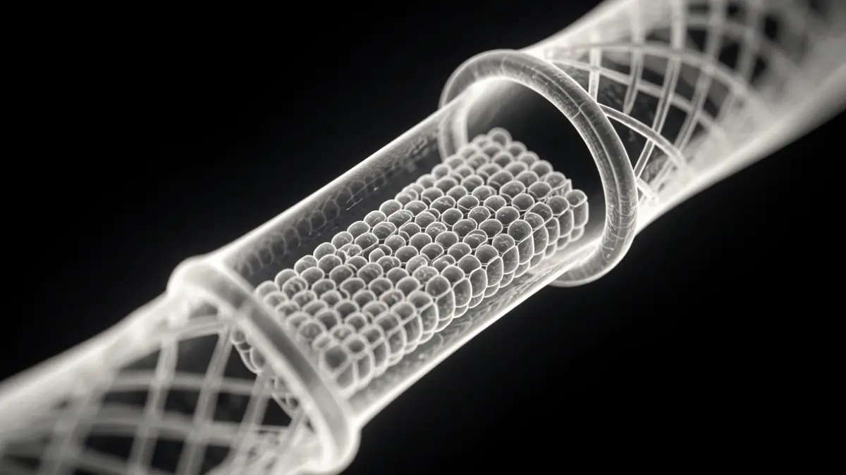 BiTeI nanowire inside a carbon nanotube seen with electron microscopy.