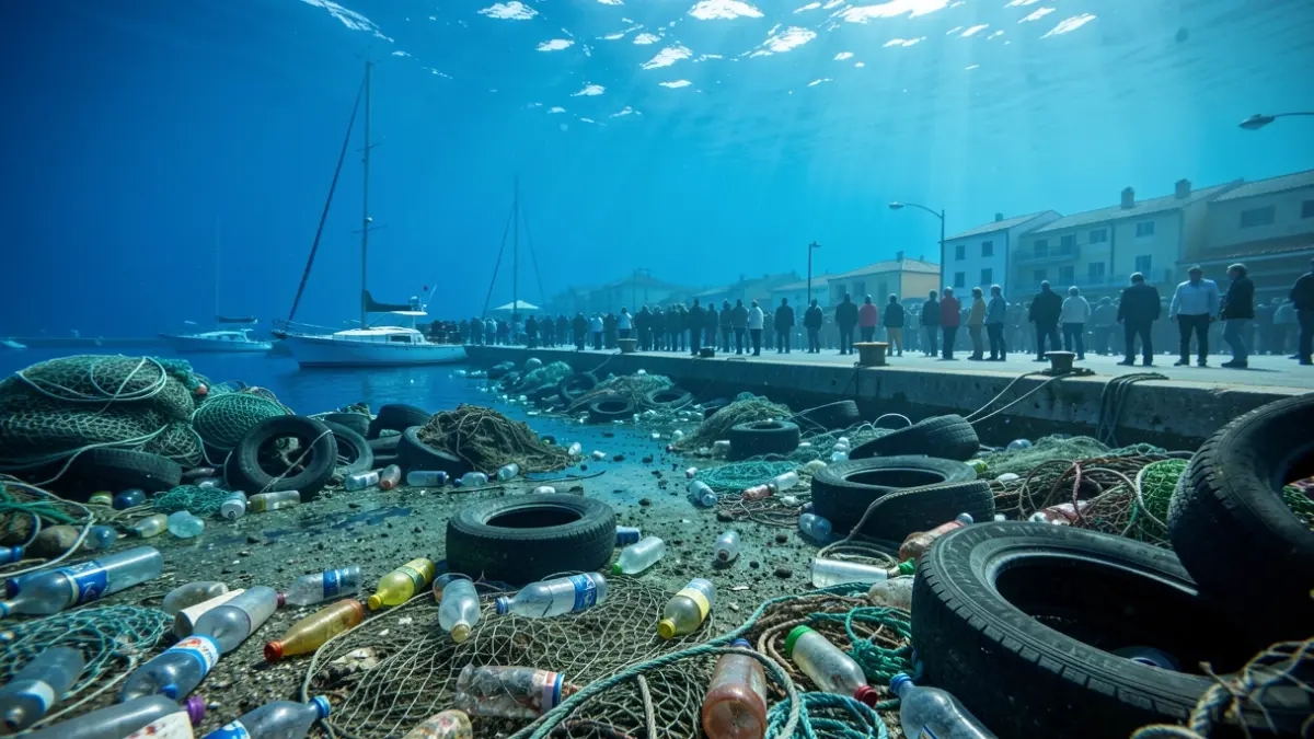 Debris on the seabed of Port of Roses.