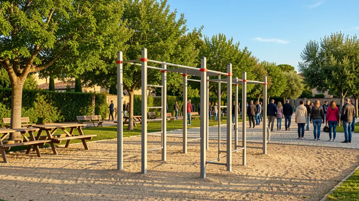 Circuit de cal·listènia i zona de pícnic al Parc de la Font d'Òdena.