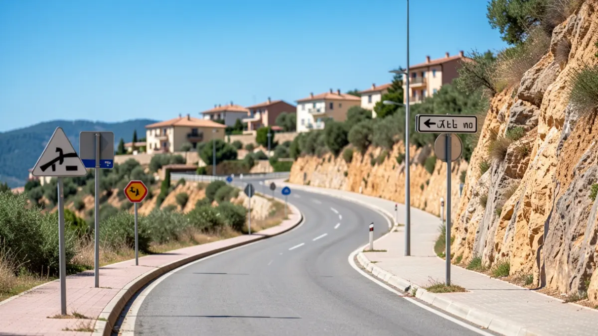 Generic image of a winding road with improved signage in a Mediterranean setting.