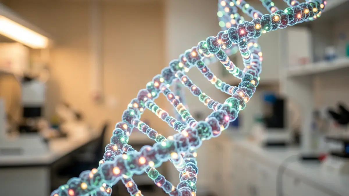Estructura d'hèlix de ADN brillant en un laboratori.