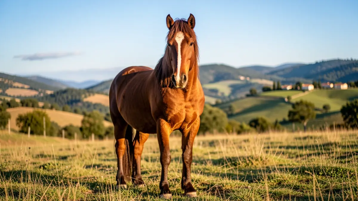 Imagen genérica de un caballo pirenaico en un entorno rural catalán.