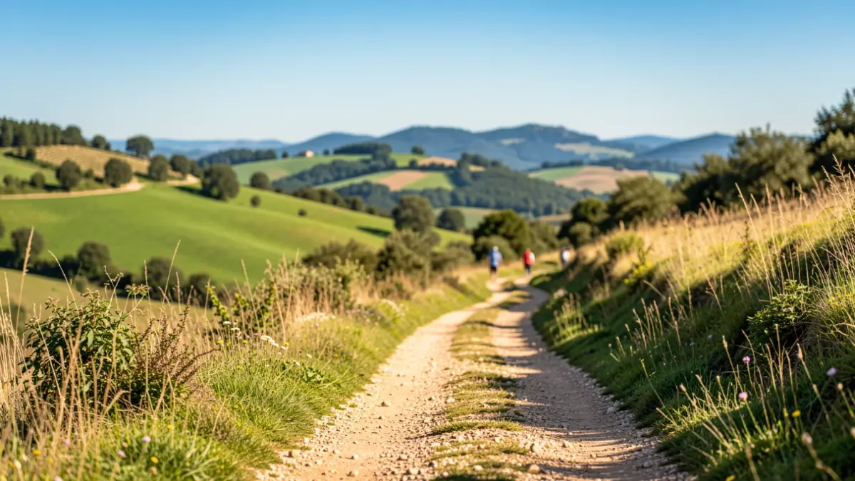 Imagen genérica de un sendero rural con paisaje verde y cielo azul.